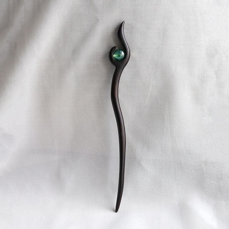 Ancient Style Hanfu Hairpin Travel Versatile Green Beads Ebony Hairpin