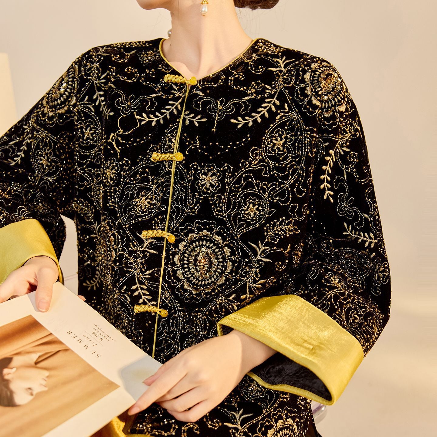 Retro Sequin Embroidered Zen Chinese Style Autumn Jacket