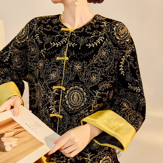 Retro Sequin Embroidered Zen Chinese Style Autumn Jacket