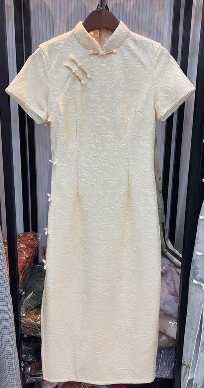 Yellow Cheongsam 2025 – Summer Petite Elegant Daily Dress