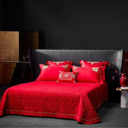 Luxury Cotton Wedding Bedding Set 4-Piece Embroidered Quilt Cover