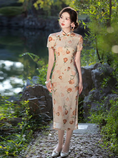Improved Chinese Style Qipao – Slim Fit High-End Dress