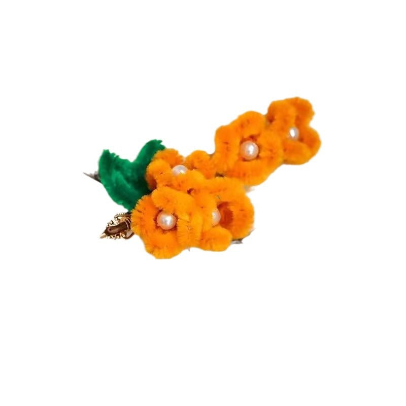 Osmanthus bunny imitation velvet flower hairpin side clip