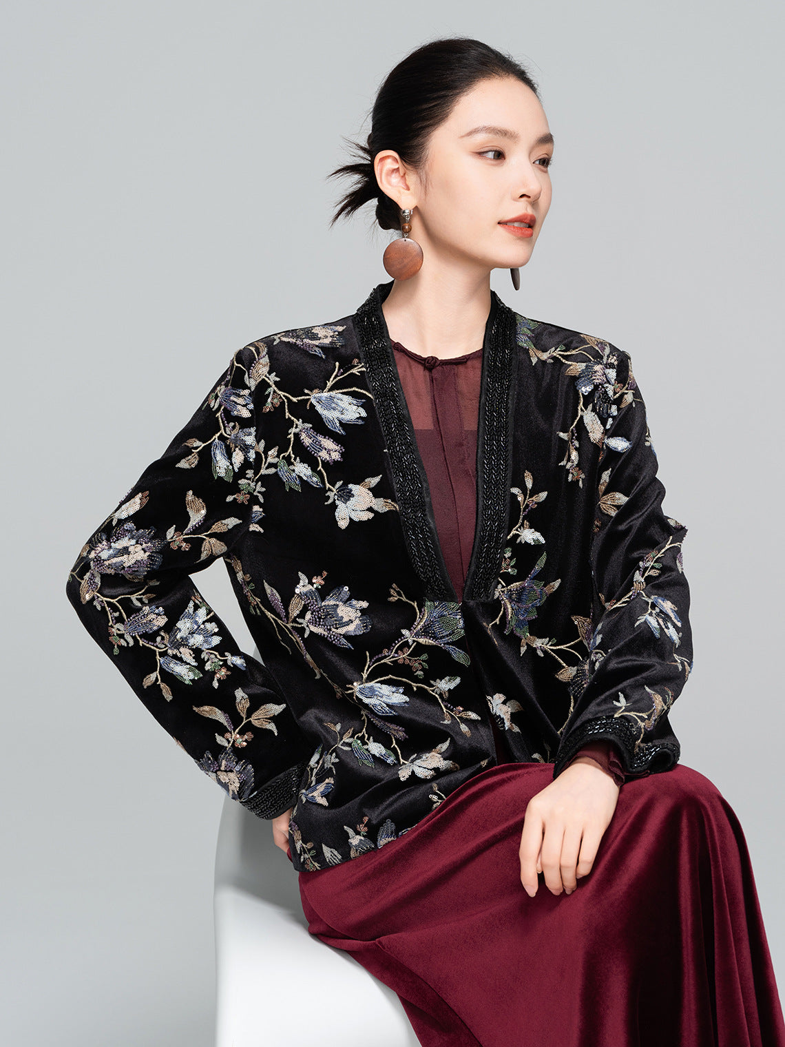 Elegant Loose Retro Sequin Jacket for Women