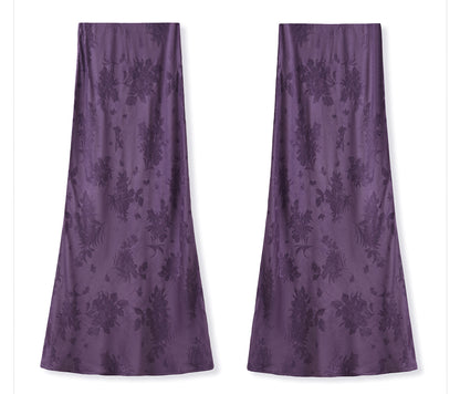 2026New Chinese Style Super Beautiful Purple Printed Rayon Vest and Skirt Early Autumn Set for Women