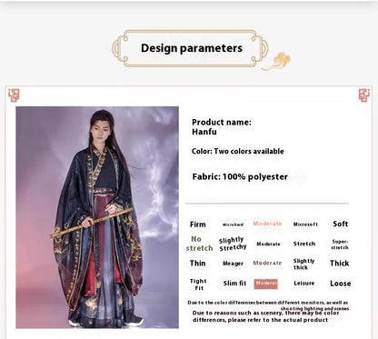 Oriental Ancient Drama Hanfu Mens Cross Collar Qi Waist Large Sleeve