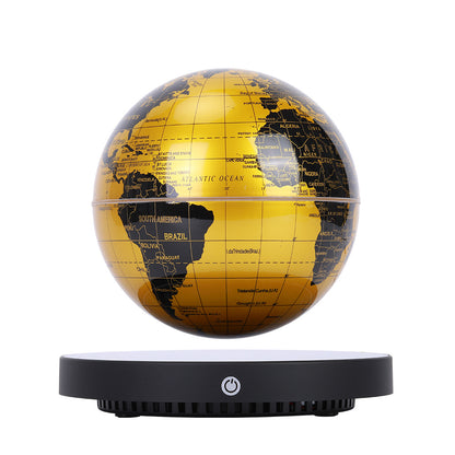 Levitating Globe Clock Night Light Gold Base Colorful Desk Lamp