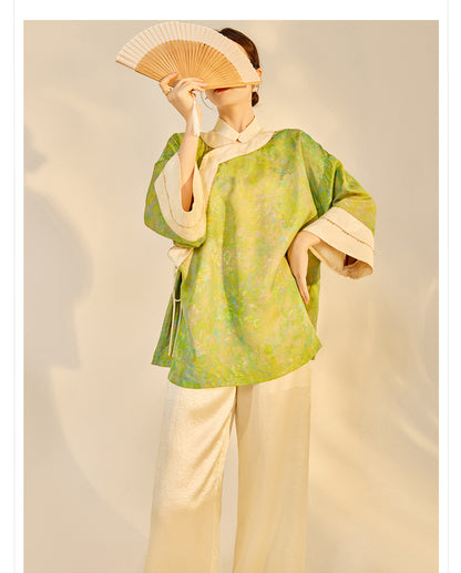 Early Autumn New Chinese Style Silk Lace-Up Short Coat | Retro Thin Top for Women