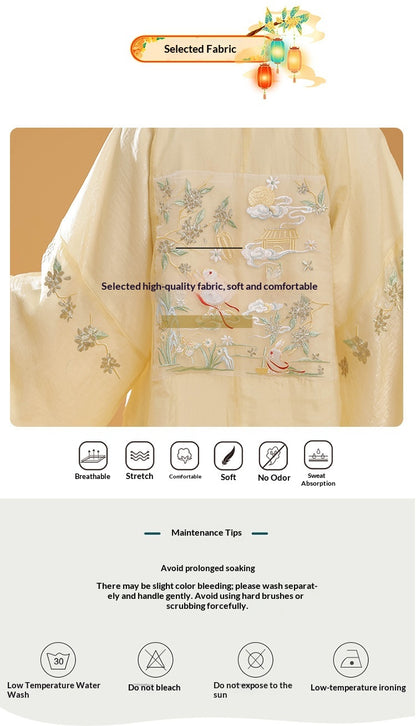 Trees of Sea Ming Hanfu Set Adult Stand Collar Embroidered Pipa Sleeve Horse Face Skirt