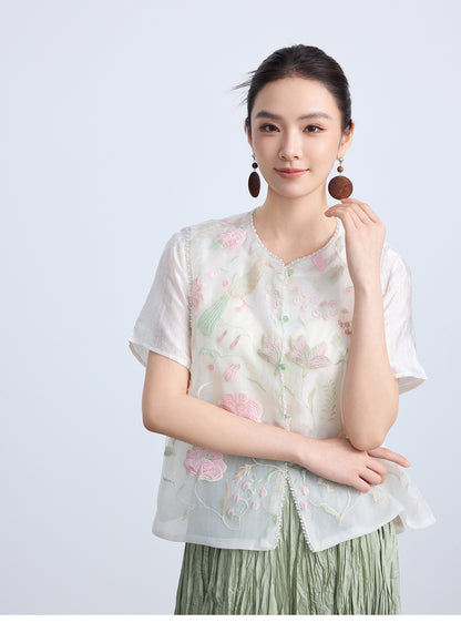 High-Waist Pleated Midi Skirt with Elastic Waist