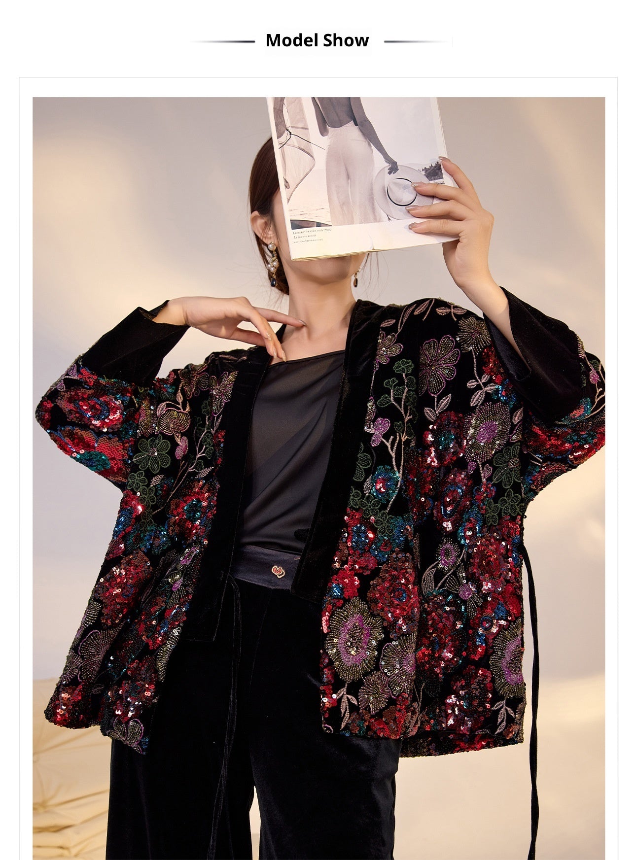 High-End New Chinese Style Embroidered Sequin Coat | Elegant National Top