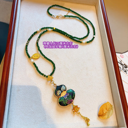 Handmade Song Brocade Gourd Necklace | New Chinese Style Cultural Heritage Accessory