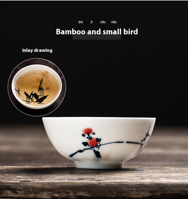 Hand-Painted Blue and White Porcelain Master Tea Cup Jingdezhen