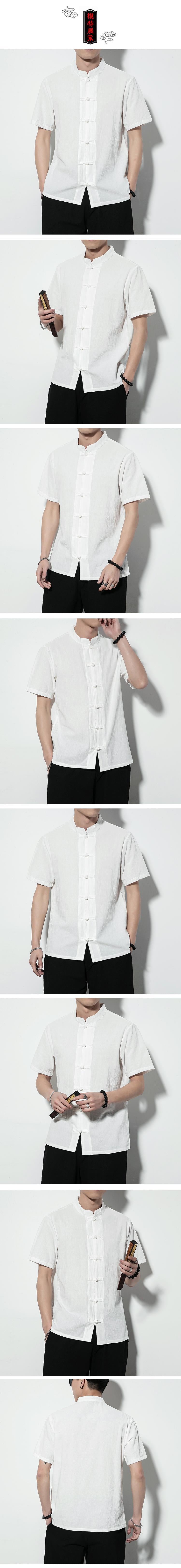 Summer Chinese Style Men’s Shirt — Linen Tang Suit Retro Short Sleeve