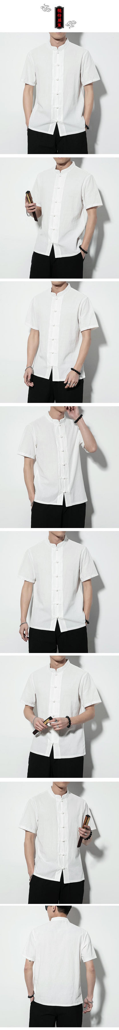 Summer Chinese Style Men’s Shirt — Linen Tang Suit Retro Short Sleeve