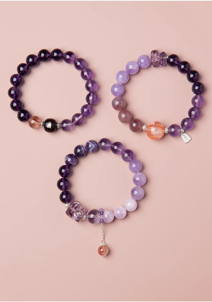 Natural Amethyst Nine-Purple Fire Bracelet — Lucky Exam Charm for Women