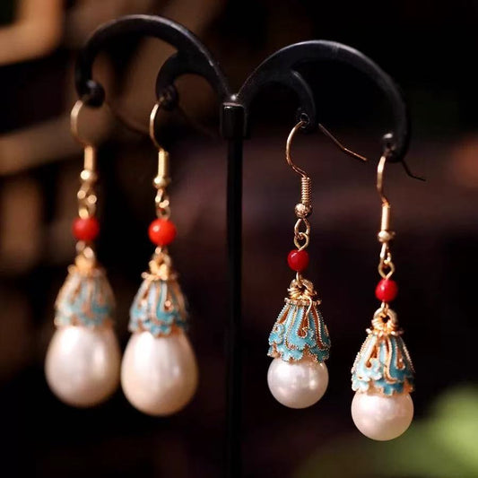 Burnt Blue Earrings | New Chinese Style Ancient Fairy Vintage Cheongsam Accessory