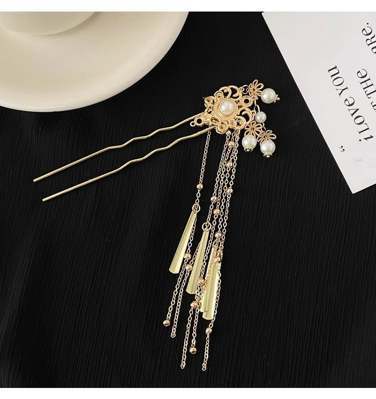 Elegant Pearl Hairpin | Chinese Style Cheongsam Back Hair Accessory