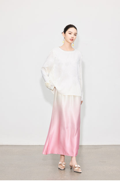Luxury Acetate Satin Midi Skirt — Gradient High-End Mermaid Style