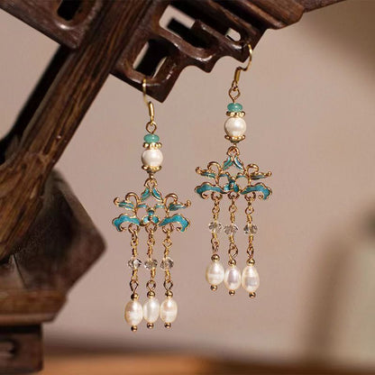 Ancient Style Ear Hooks | Elegant Chinese Style Ma Face Skirt Earrings for Women