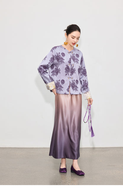 High-End Gradient Satin Mermaid Midi Skirt, Spring Design