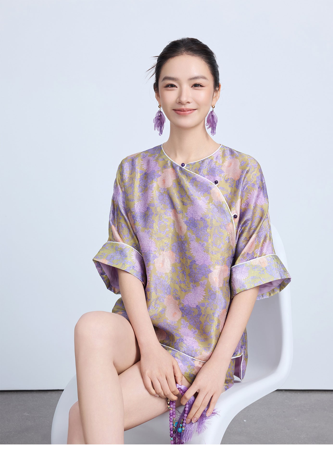 Elegant Chinese Style Summer Top & Shorts Outfit