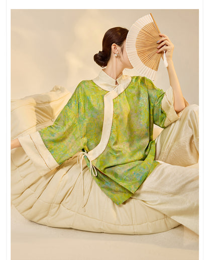 Early Autumn New Chinese Style Silk Lace-Up Short Coat | Retro Thin Top for Women