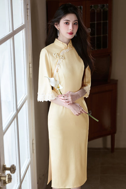 Purple Cheongsam 2025 – Elegant Young Chinese Style Autumn Dress