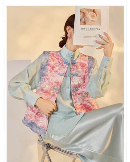 Jacquard Sequin Tank Top – Elegant National Style Women's Wear