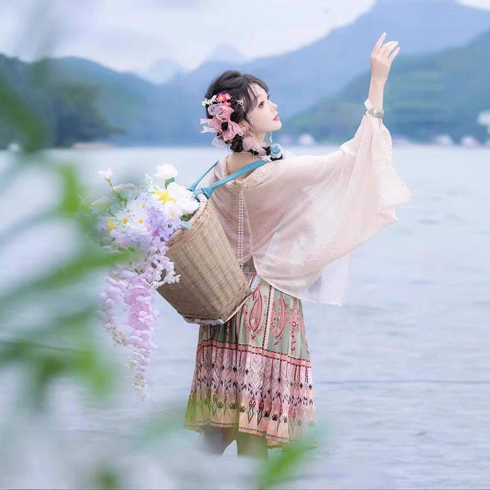 Spring Summer Fairy Costume — Peach Blossom Ethnic Hanfu Set