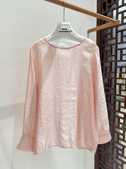Elegant Round Neck Women's Blouse