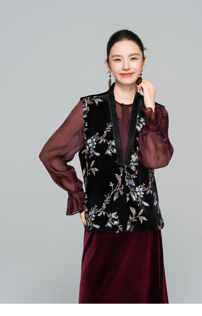 Sophisticated Heavy Embroidery Sequin Vest