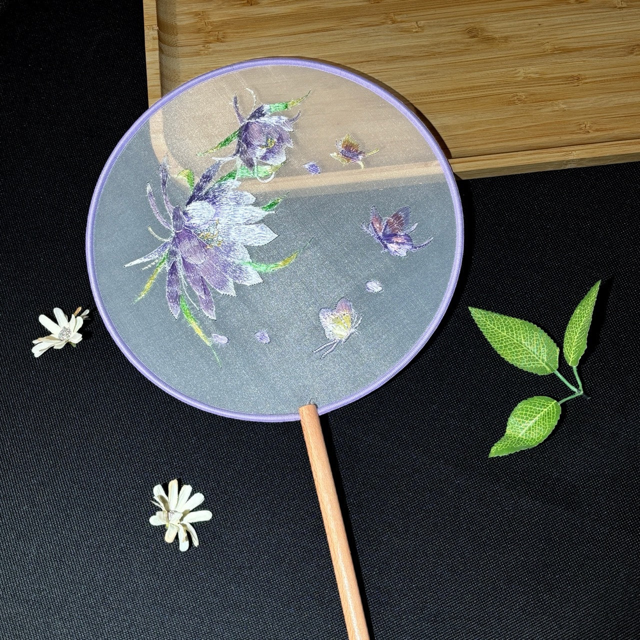 Handmade Chinese Round Fan — Summer Hanfu Cheongsam Embroidered Fan