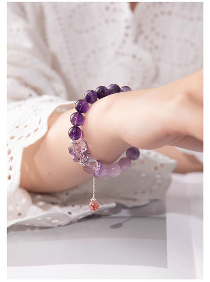 Natural Amethyst Nine-Purple Fire Bracelet — Lucky Exam Charm for Women