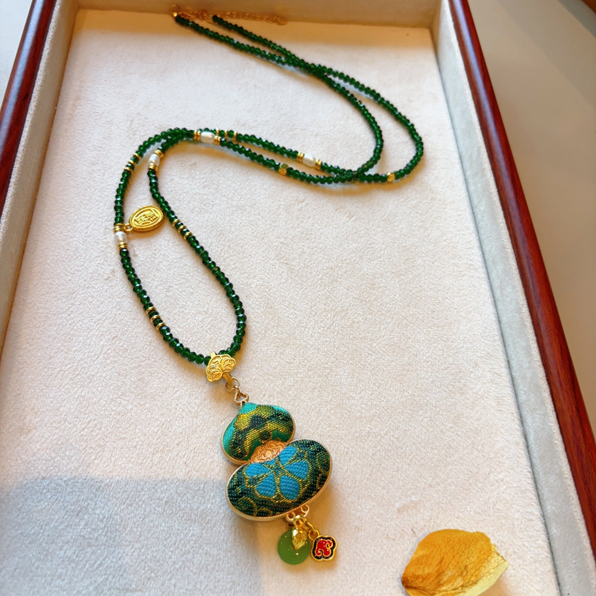 Handmade Song Brocade Gourd Necklace | New Chinese Style Cultural Heritage Accessory