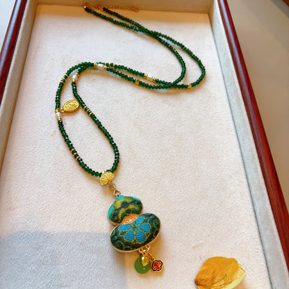 Handmade Song Brocade Gourd Necklace | New Chinese Style Cultural Heritage Accessory