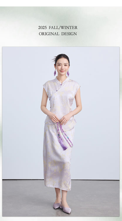 High-End Retro Jacquard Midi A-Line Skirt