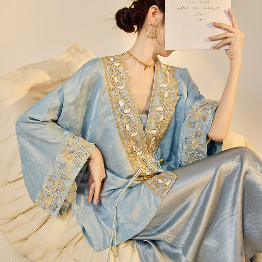 High-End National Style Beaded Jacket | Elegant Light Luxury Jacquard Top