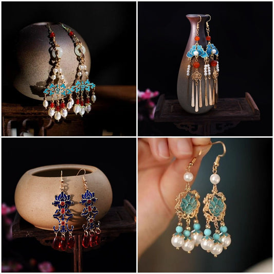 Burnt Blue Earrings | Ancient Style Tang Ming Dynasty Retro Hanfu Accessory