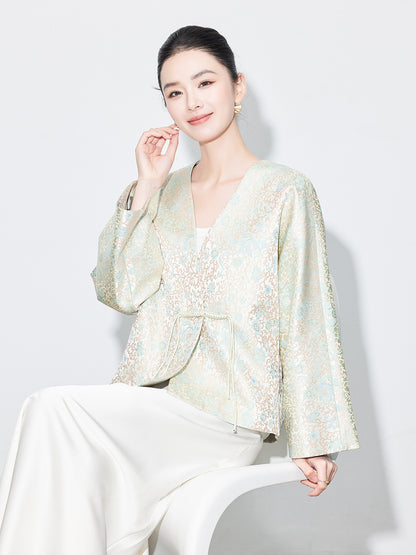 Stylish Autumn Jacquard Collar Blouse for Women