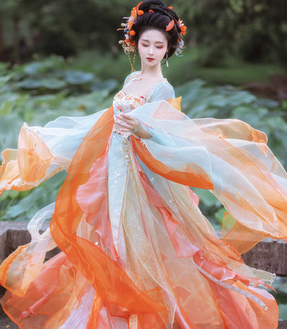Koi Spirit Hanfu Costume — Qi Chest Skirt & National Style Summer Dress