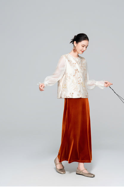 High-End Embroidered Sleeveless Vest for Women