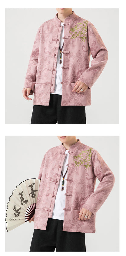 Mens Chinese Tang Suit Retro Hanfu Loose Plus Size Velvet Coat