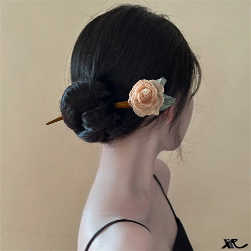Purple Rose Hairpin Summer Mesh Flower Ancient Style Hair Accessory