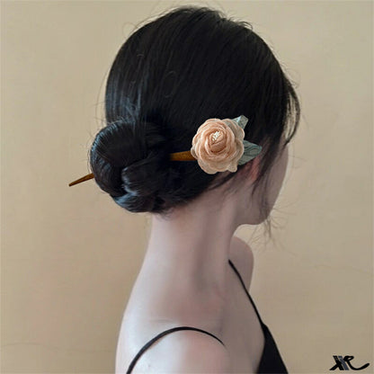 Purple Rose Hairpin Summer Mesh Flower Ancient Style Hair Accessory