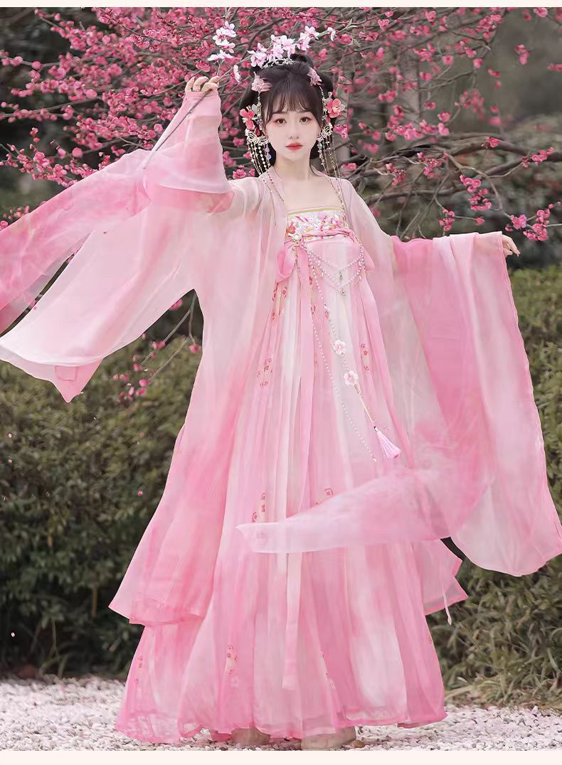 Tang Style Hanfu Set — Embroidered Ru Skirt & Large Sleeve Shirt
