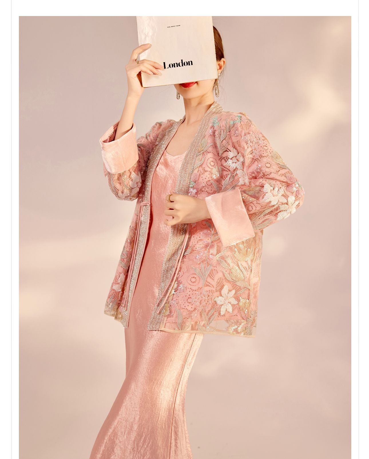 Spring New Chinese Style Velvet Sequin Embroidered Mesh Blouse