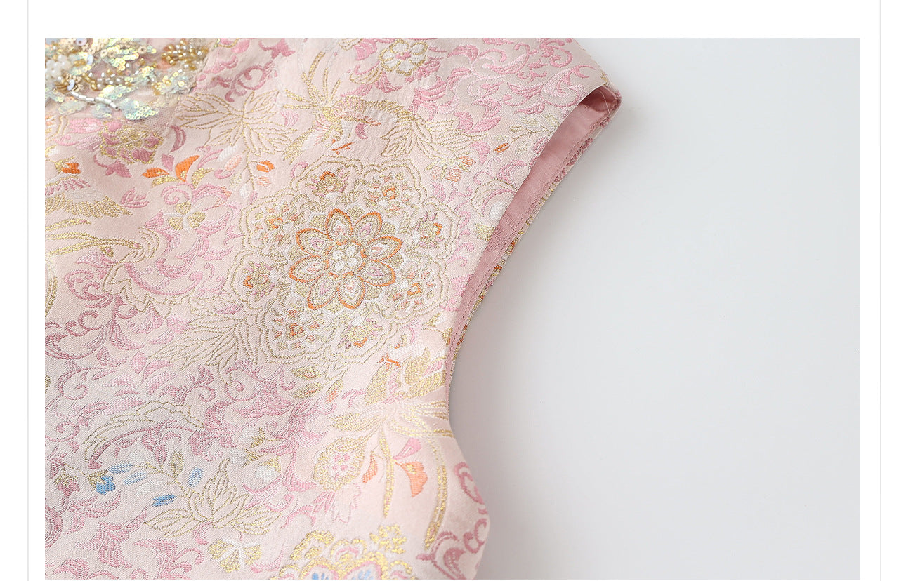 Elegant Beaded Asymmetrical Vest & High Waist Skirt Set