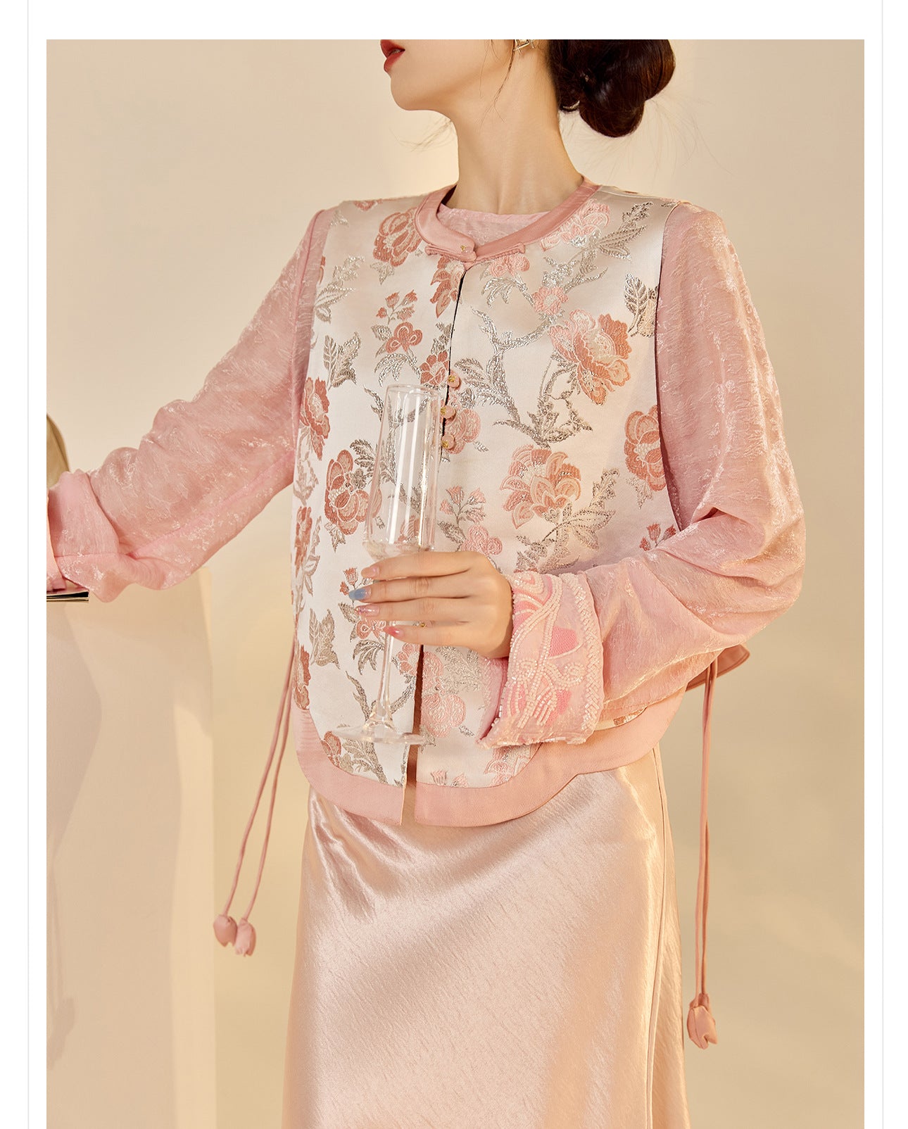 Elegant Jacquard Sleeveless Vest & Skirt Set for Autumn