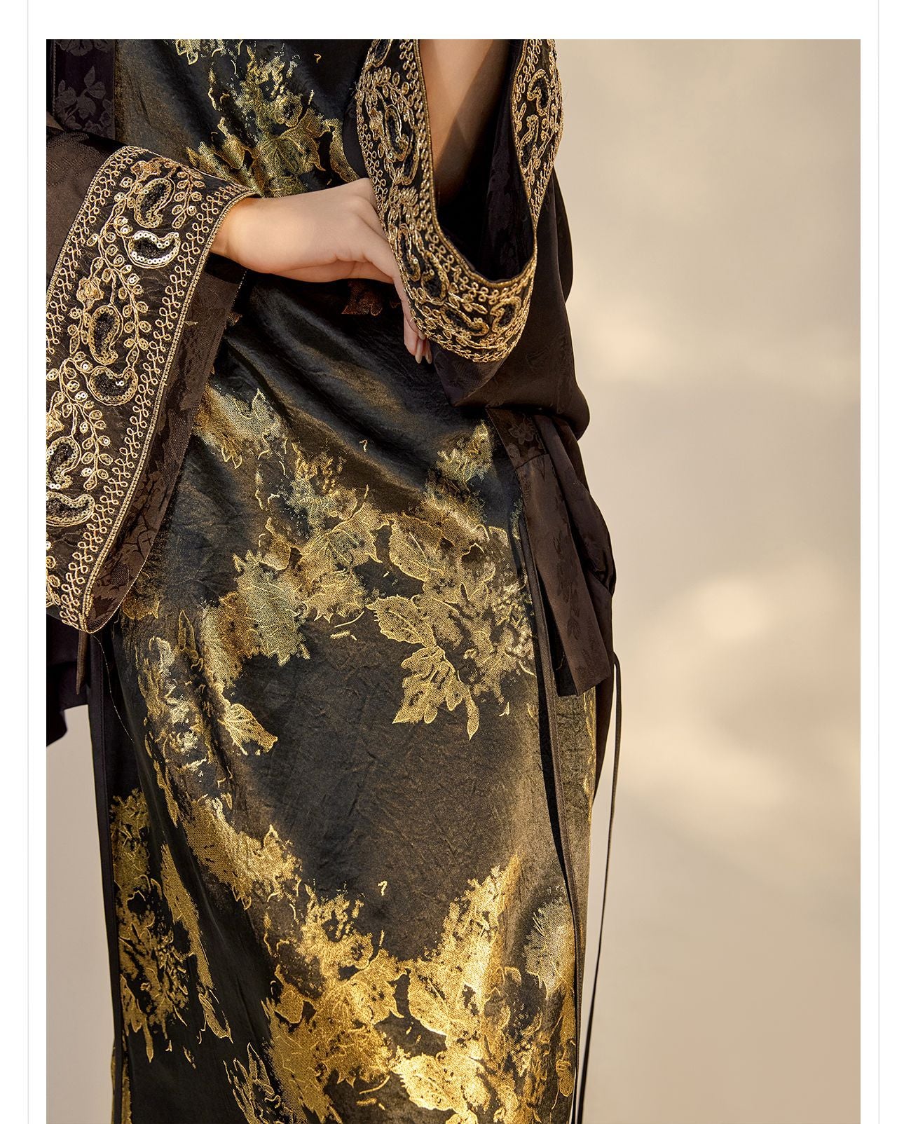 Summer New Chinese Printed Rayon Shirt & Strap Dress Set